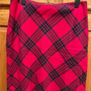 Talbots Red and Black Plaid Pencil Skirt
